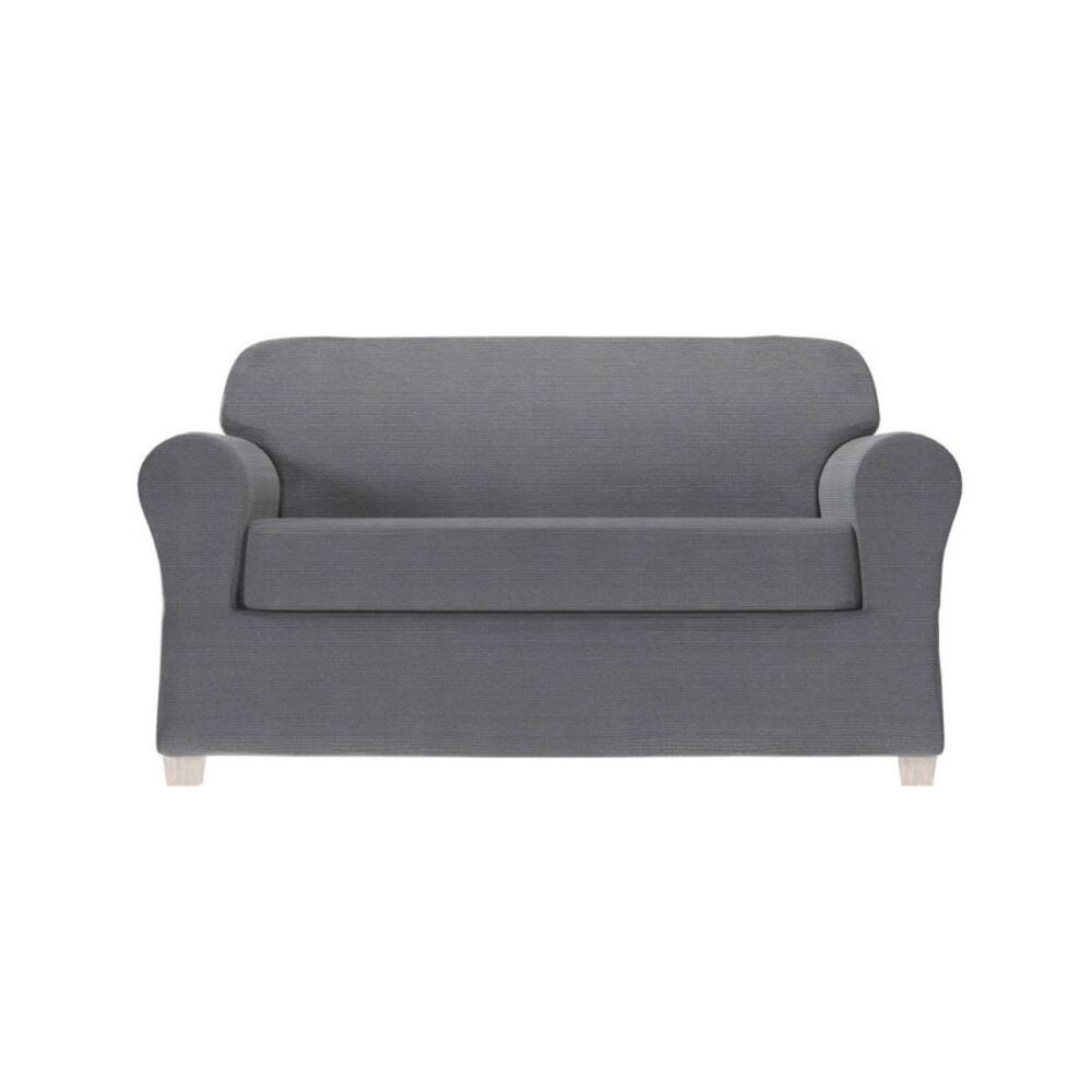 Zenna Home - 2pc Chenille Stretch Loveseat Slipcover Nickel - Z Nickel